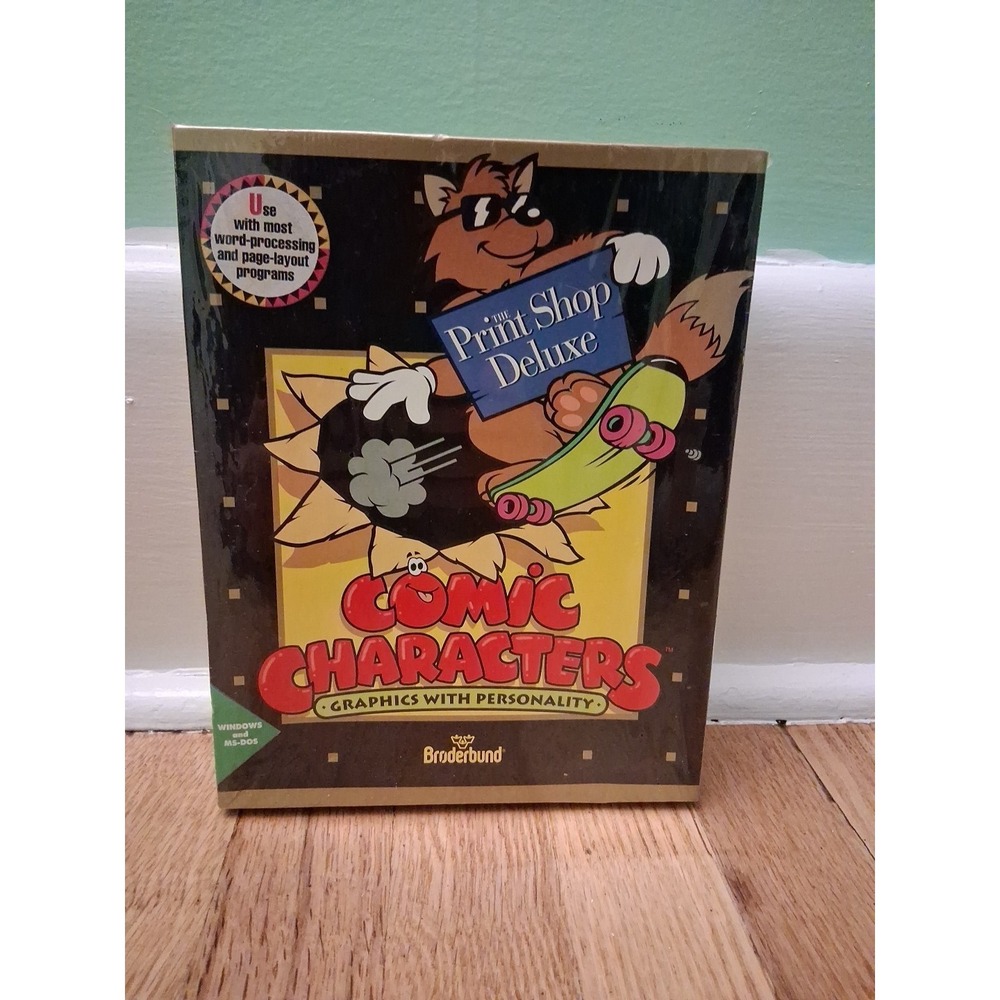 Comic Characters Software. Print Shop Deluxe. Broderbund 1993.  Windows. MS-DOS